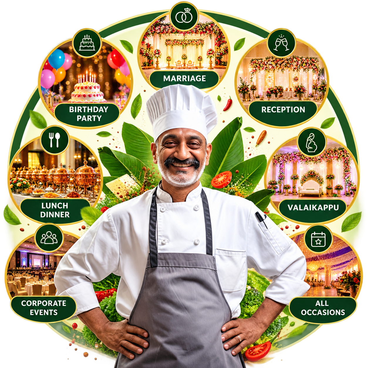 Shree Sai Catering celebrations illustration