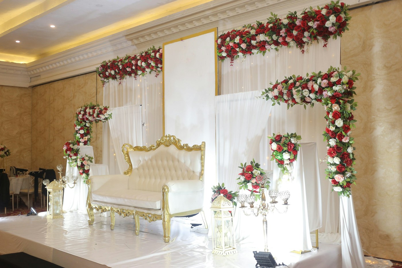 Traditional wedding flower stage
